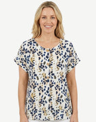 Ink Leopard Button Front Layered Top