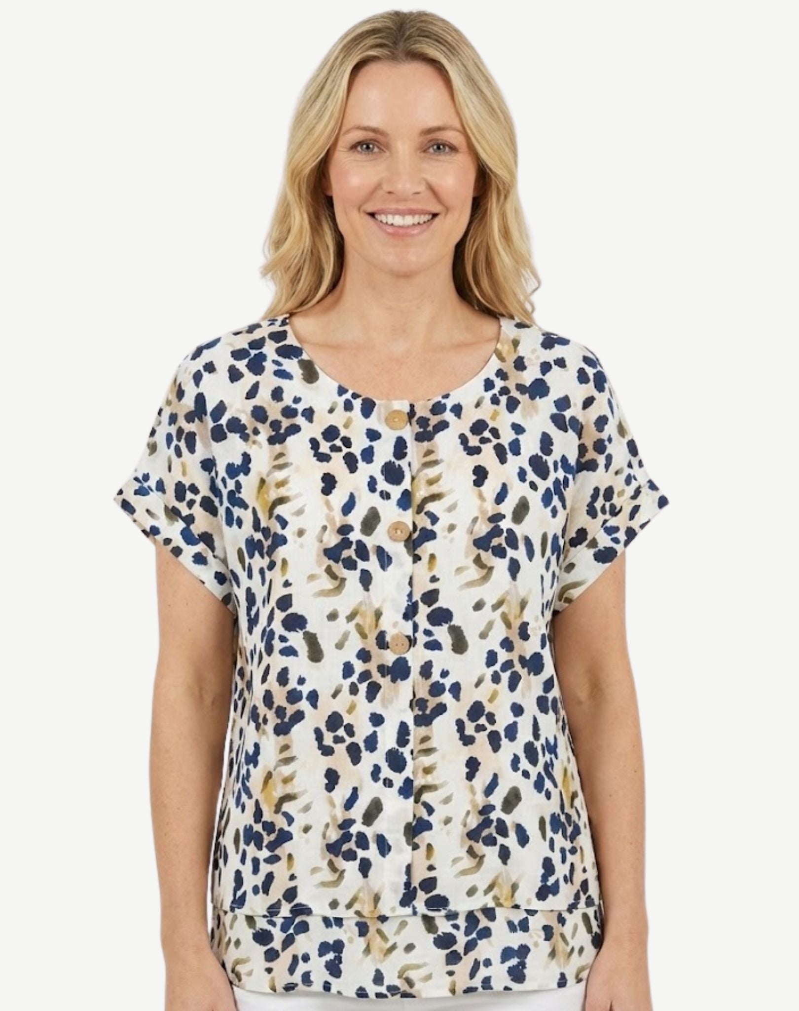 Ink Leopard Button Front Layered Top (Copy) Corfu Jeans