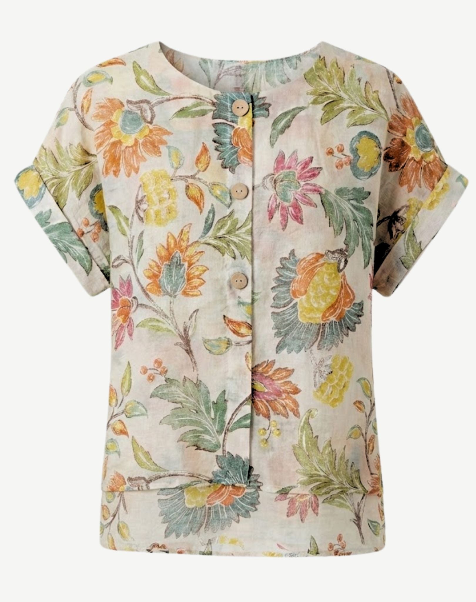 Naturally Spring Button Front Layered Top Corfu Jeans