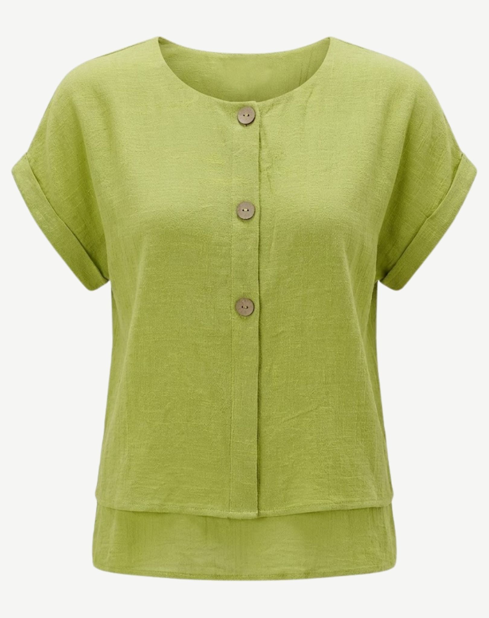 Pistachio Button Front Layered Top Corfu Jeans