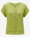 Pistachio Button Front Layered Top Corfu Jeans