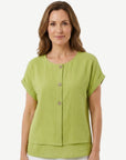 Pistachio Button Front Layered Top Corfu Jeans