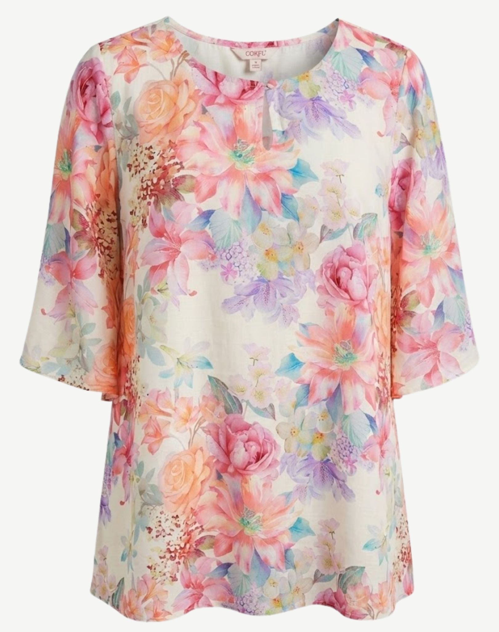 Summer Soiree Floral Keyhole Blouse Corfu Jeans