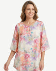 Summer Soiree Floral Keyhole Blouse Corfu Jeans