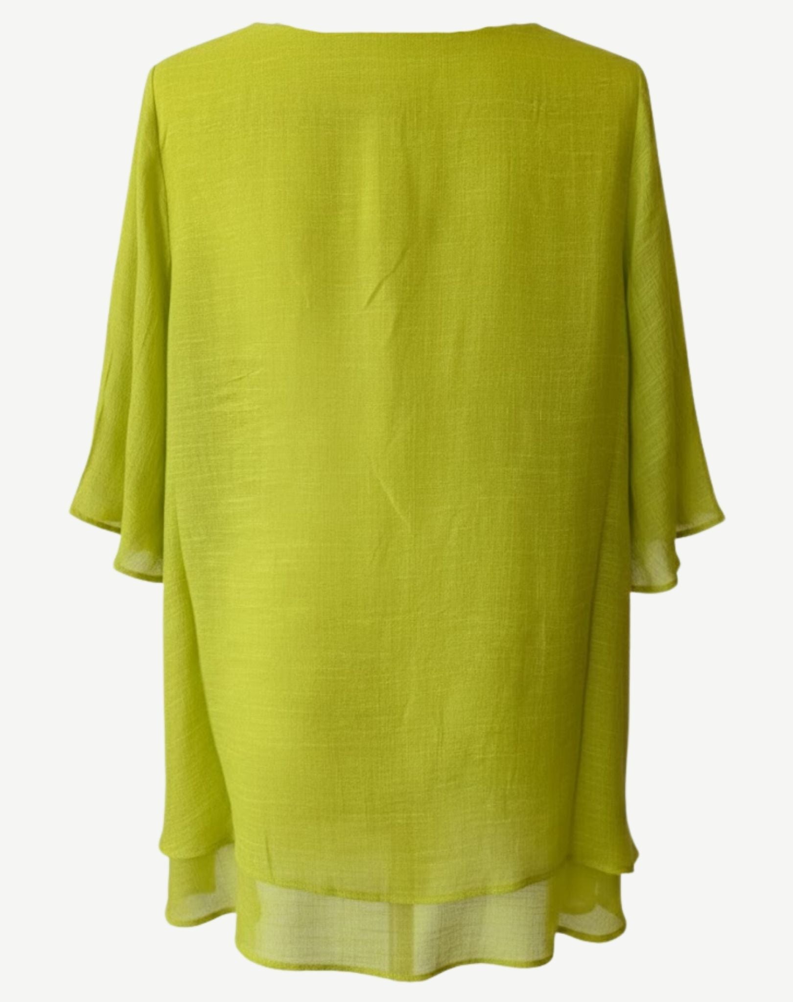 Citron Crepe Georgette Flutter Sleeve Blouse Corfu Jeans