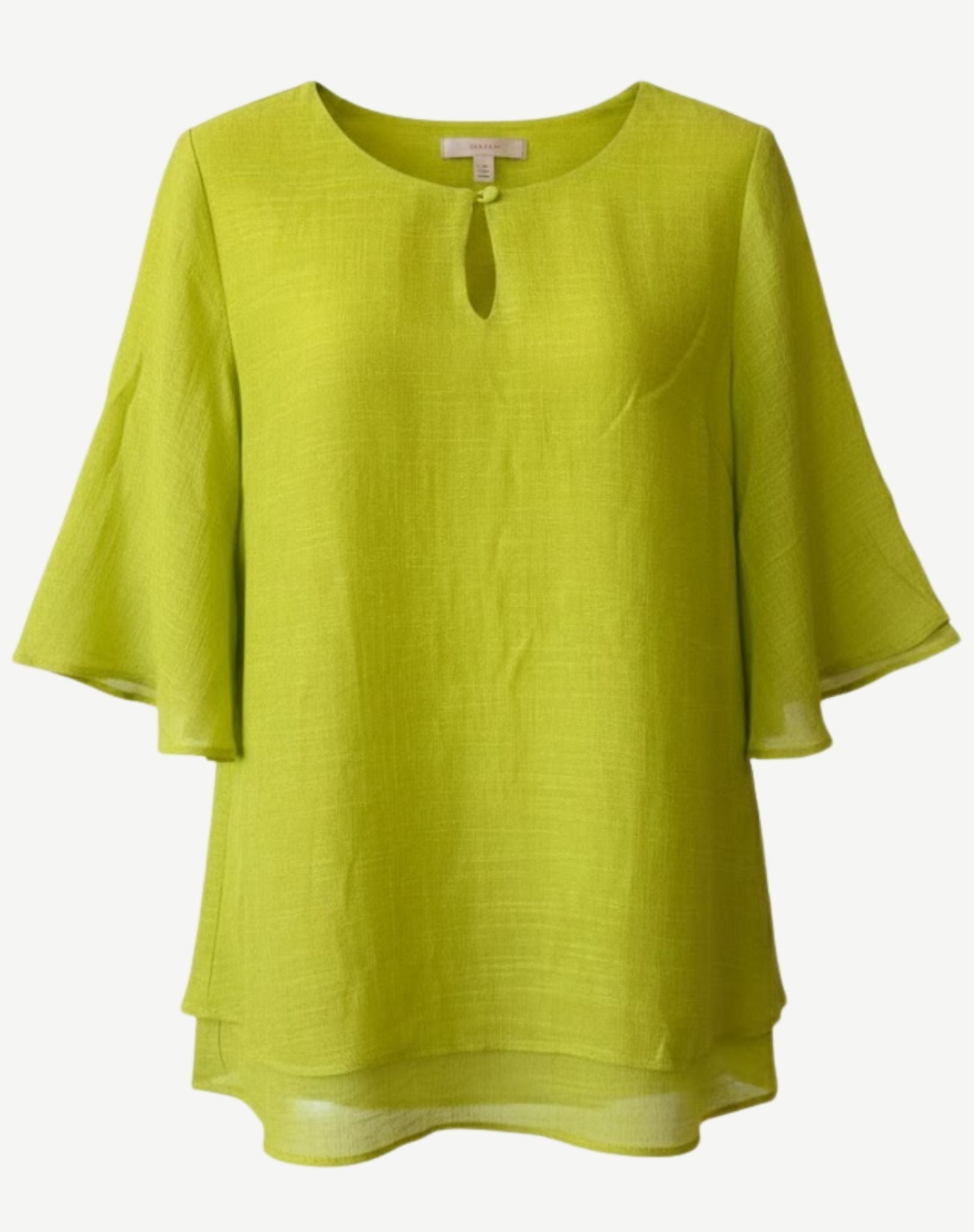 Citron Crepe Georgette Flutter Sleeve Blouse Corfu Jeans