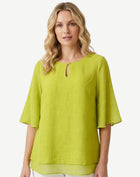 Citron Crepe Georgette Flutter Sleeve Blouse