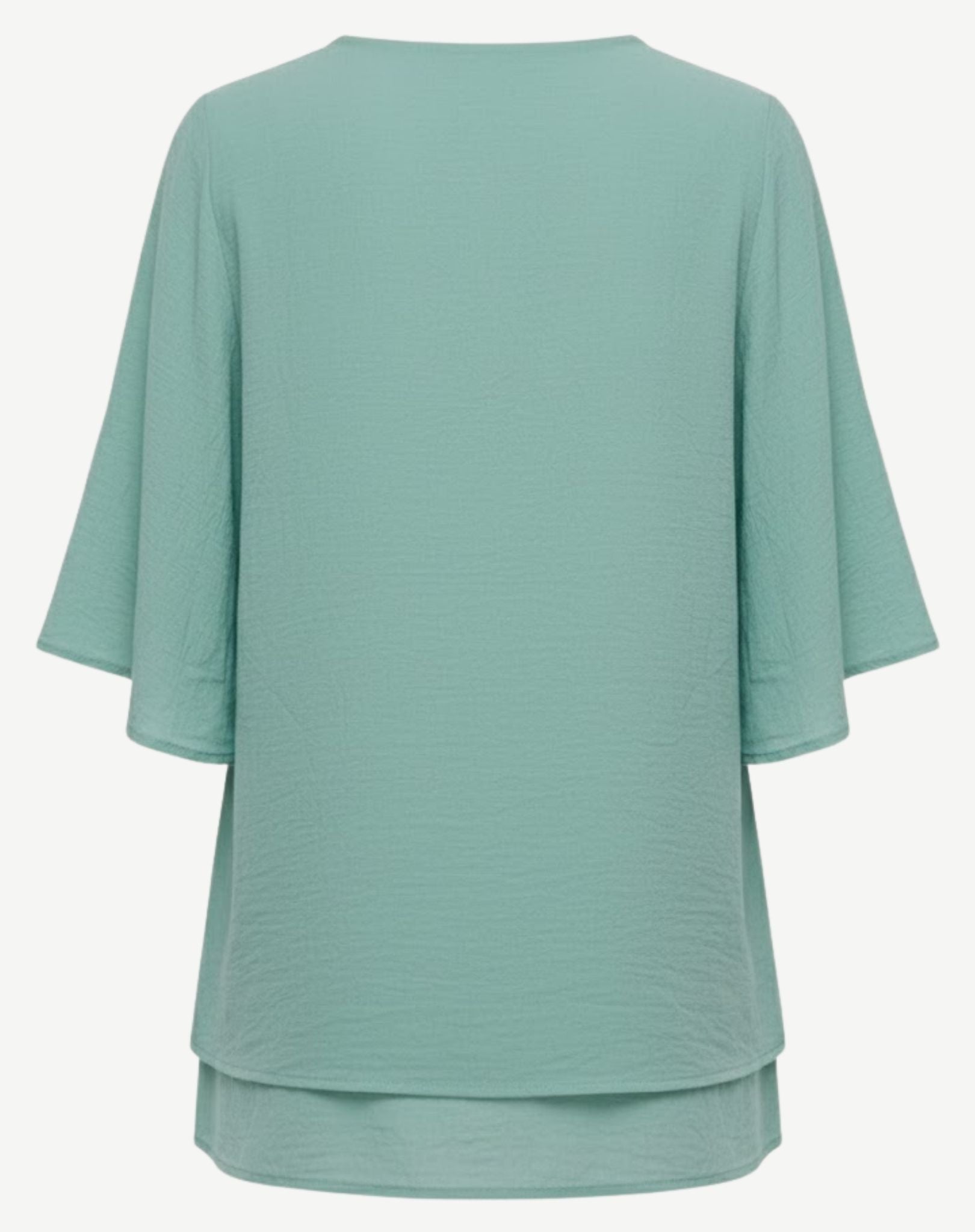 Seafoam Crepe Georgette Flutter Sleeve Blouse Corfu Jeans