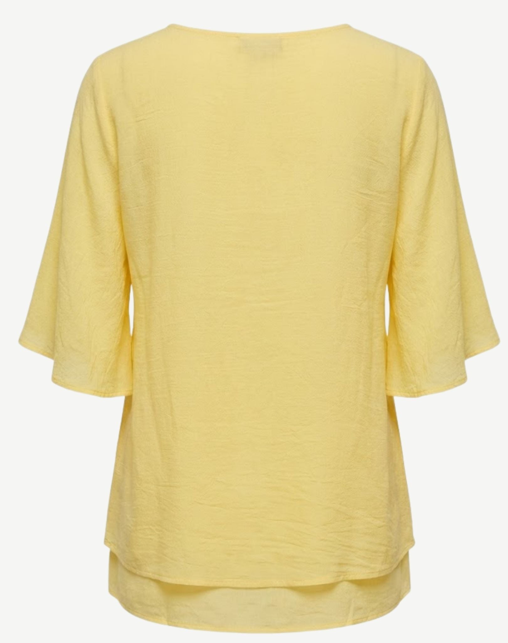 Sunlit Crepe Georgette Flutter Sleeve Blouse Corfu Jeans