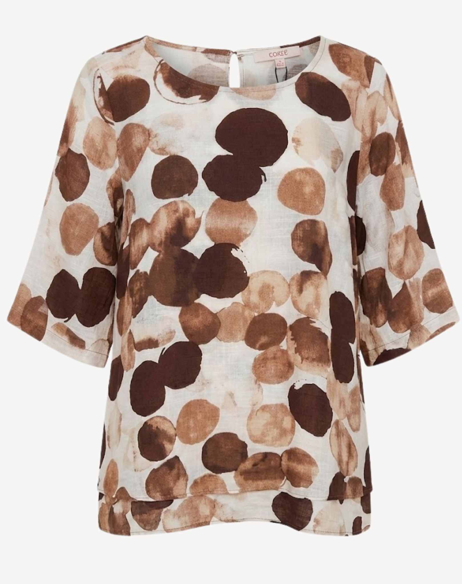 Cappuccino Abstract Print Layered Blouse Corfu Jeans