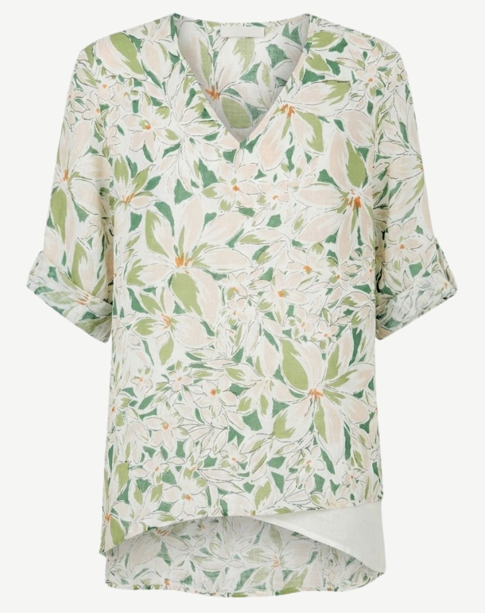 Summer Serene Floral V-Neck Layered Blouse Corfu Jeans
