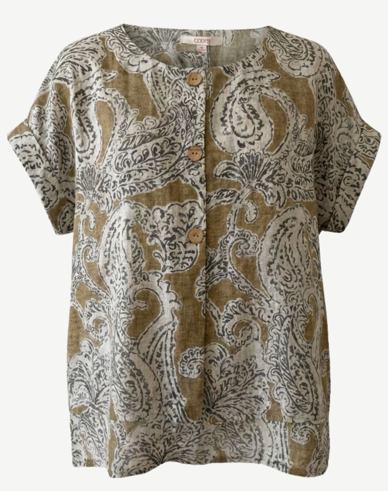 Saffron Sands Printed Short Sleeve Top Corfu Jeans