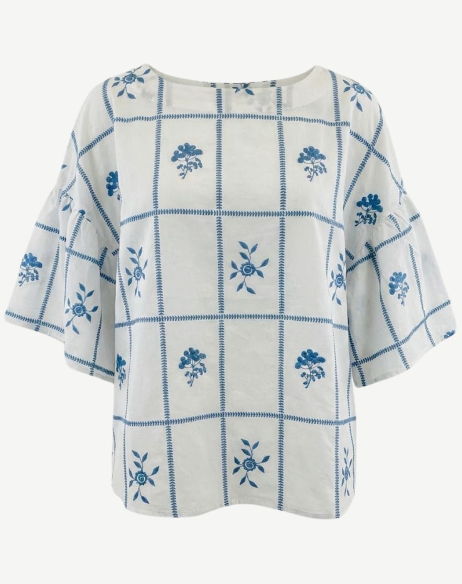 Cloud Stitch Cotton Printed Top Corfu Jeans