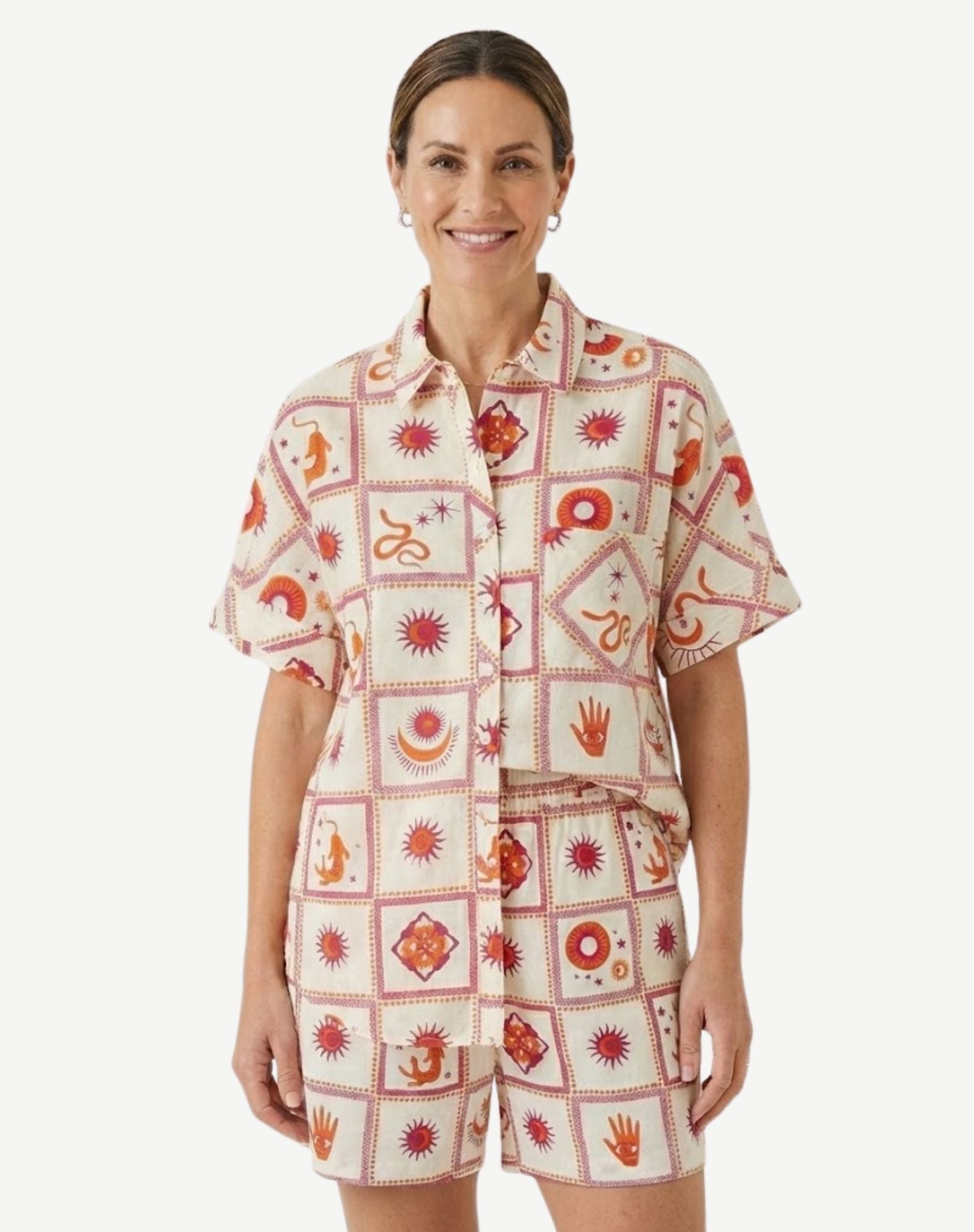 Solara Printed Short Sleeve Shirt Corfu Jeans
