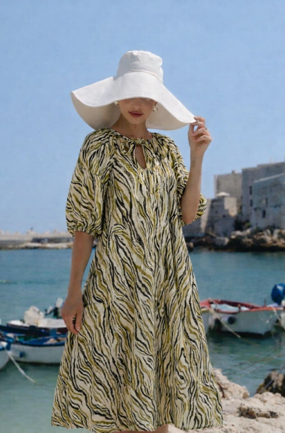 Abstract Animal Linen Midi Dress Corfu Jeans
