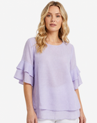 Summer Iris Layered Ruffle Sleeve Blouse
