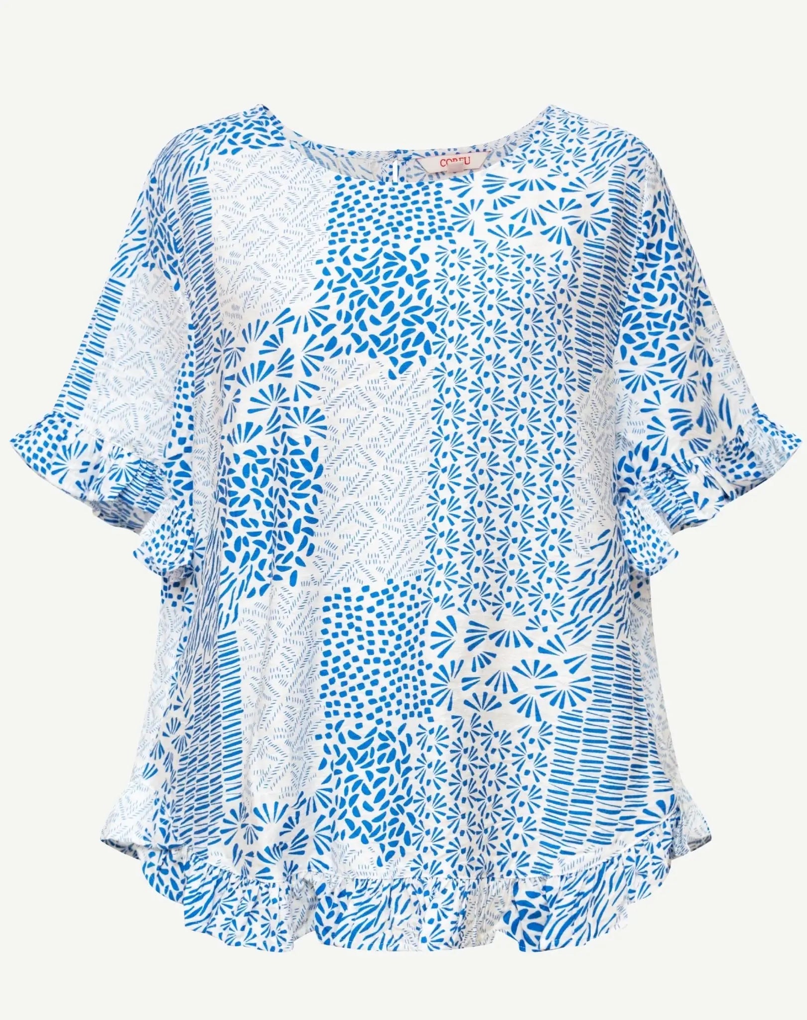 Sky Dance Soft Print Blouse Corfu Jeans