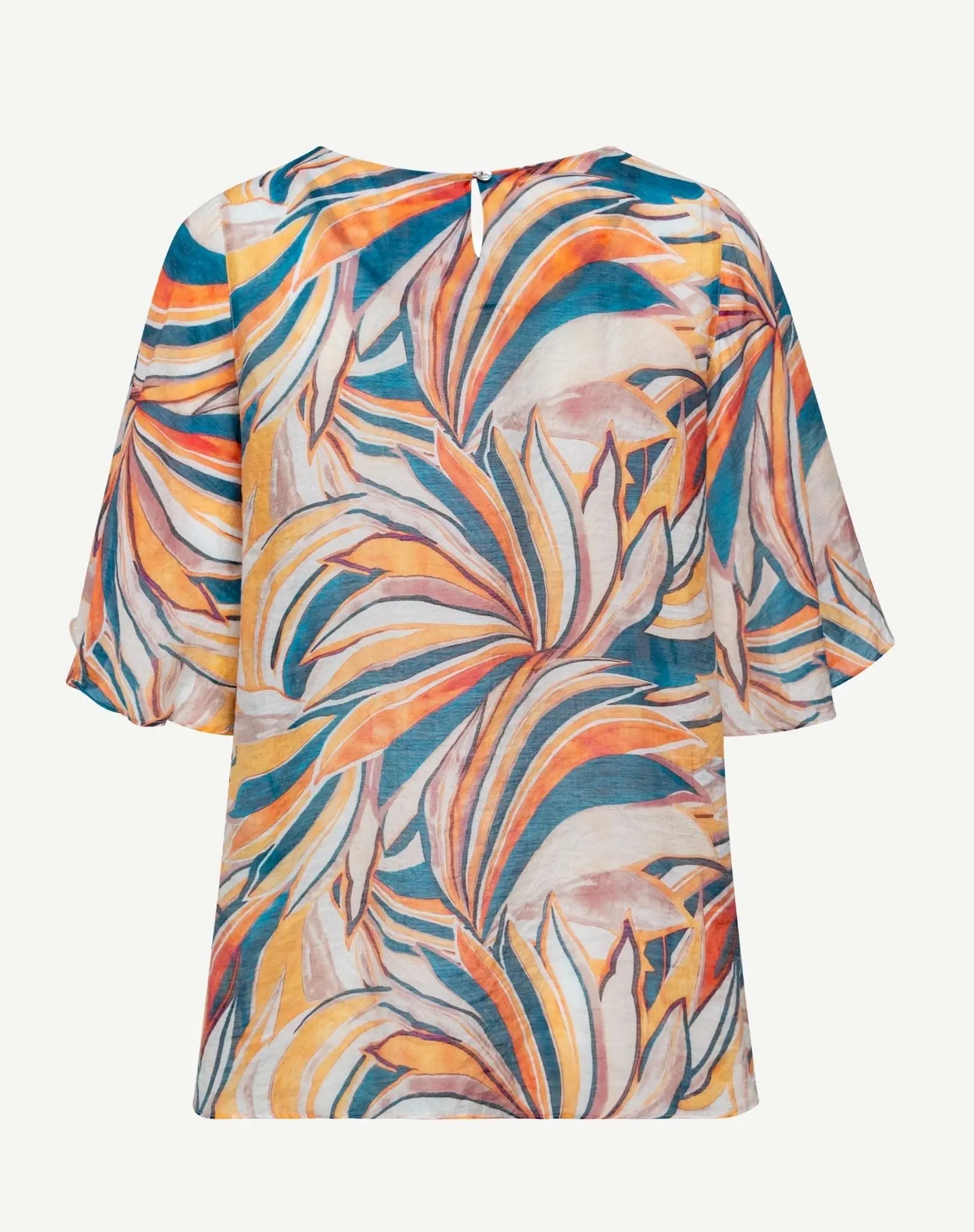 Teal Papaya Soft Print Blouse Corfu Jeans