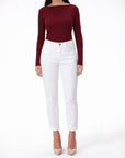 W04B1018 White Stretch Denim - W04B1018 Corfu Jeans