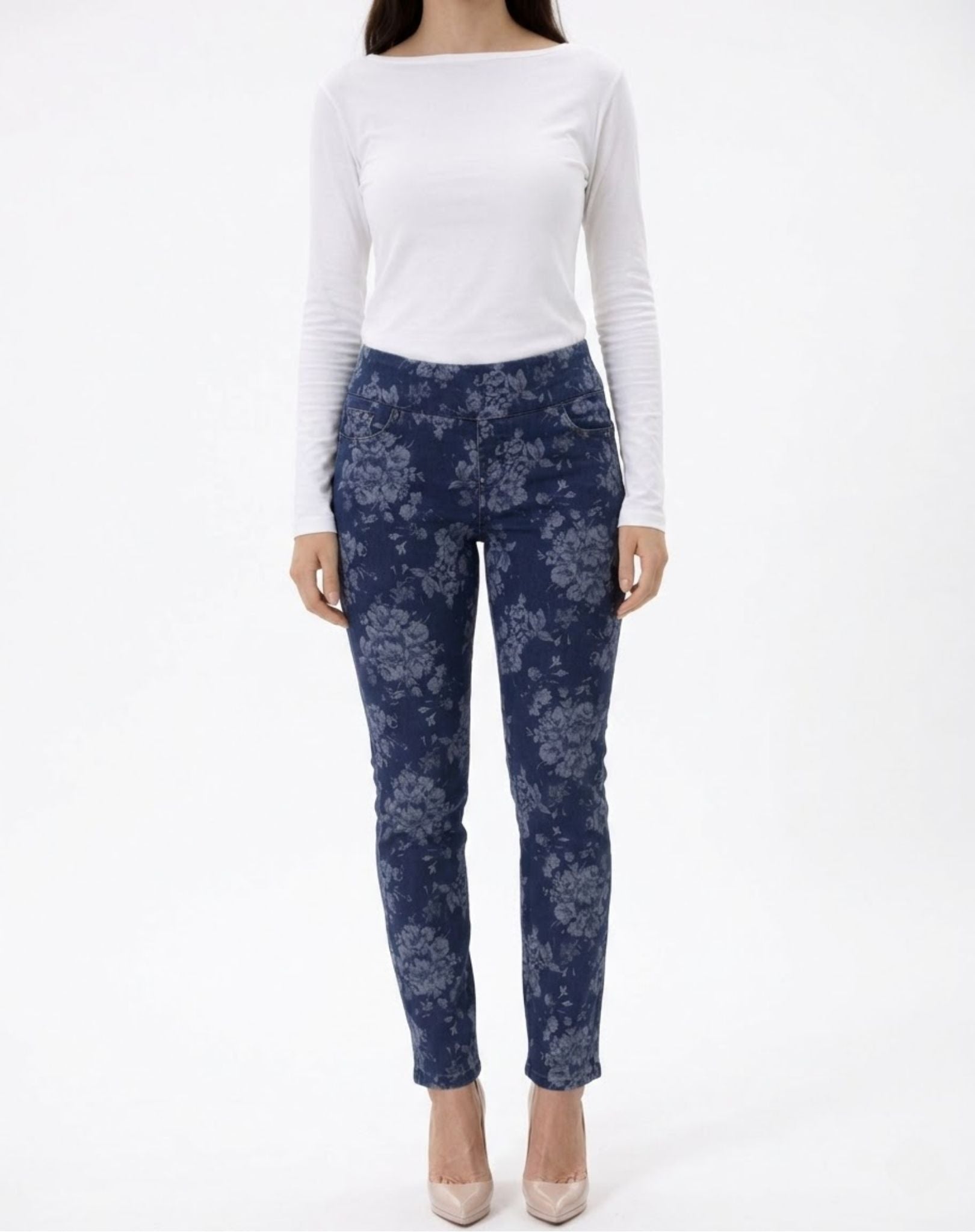 W04B2094 Easy Fit Flower Patterned Jeans Corfu Easy Living