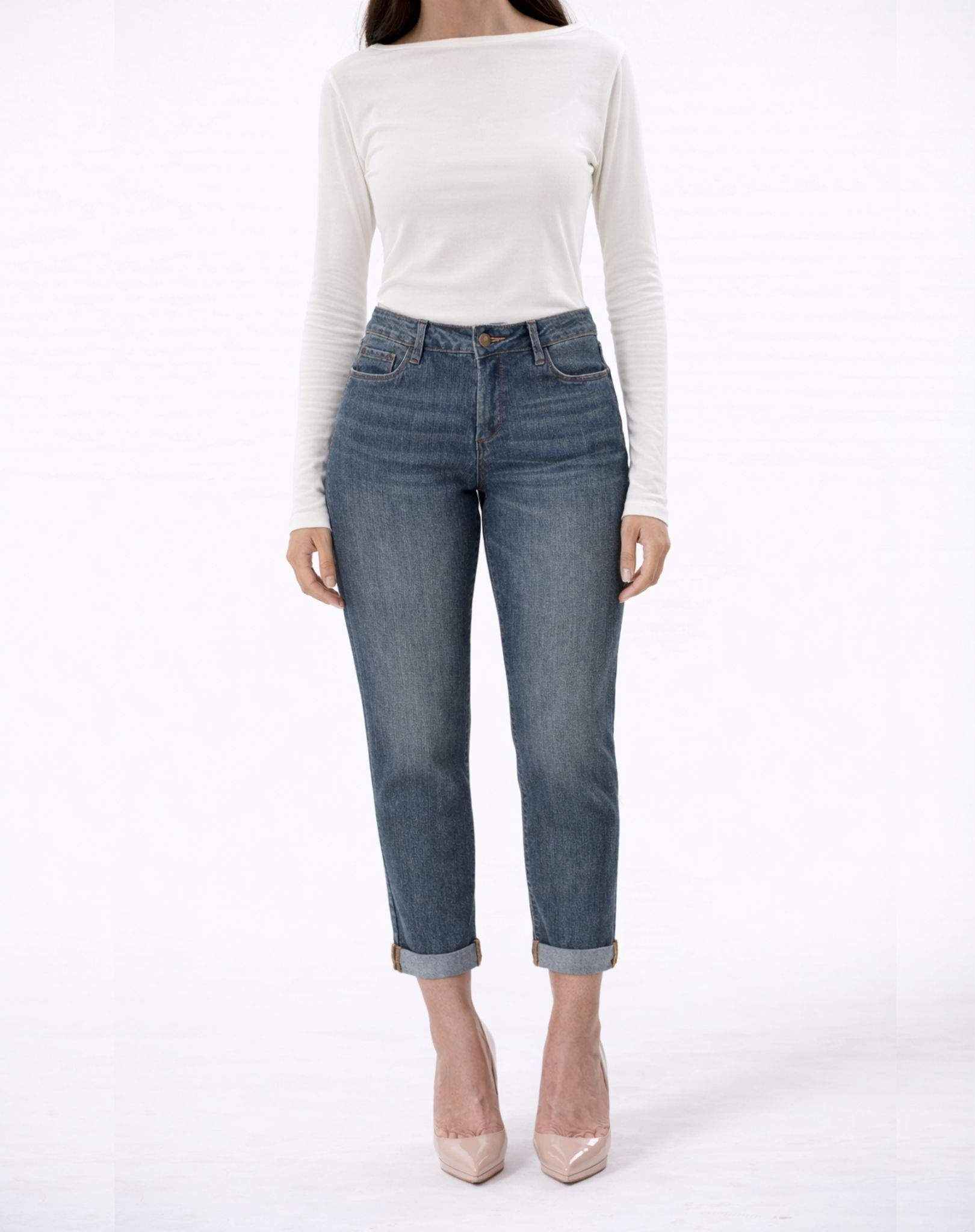 W04B2099 Blue Mix Barca Wash Denim Cropped Jeans Corfu Easy Living