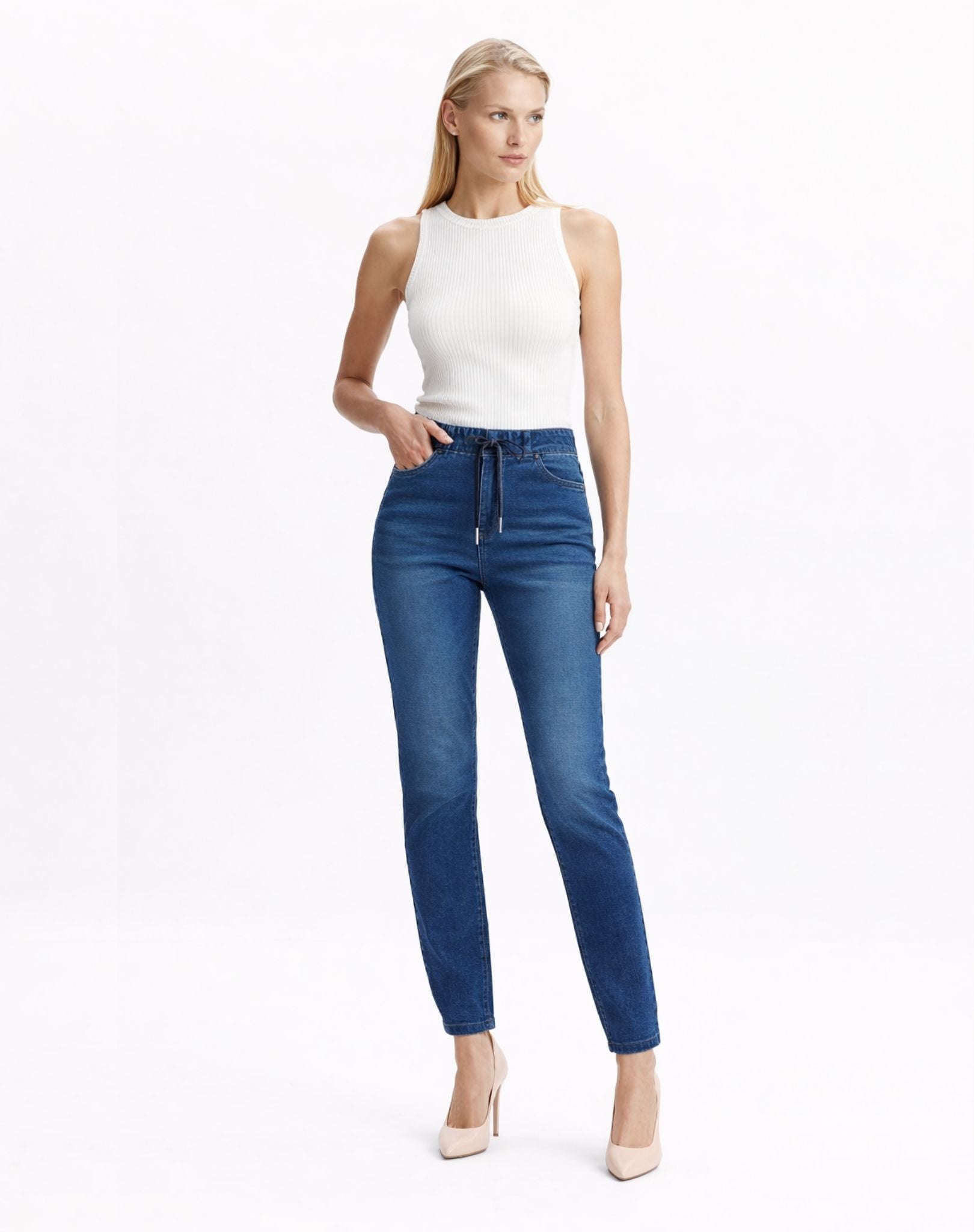Harper Indigo Night Elasticated Denim Jeans Corfu Jeans