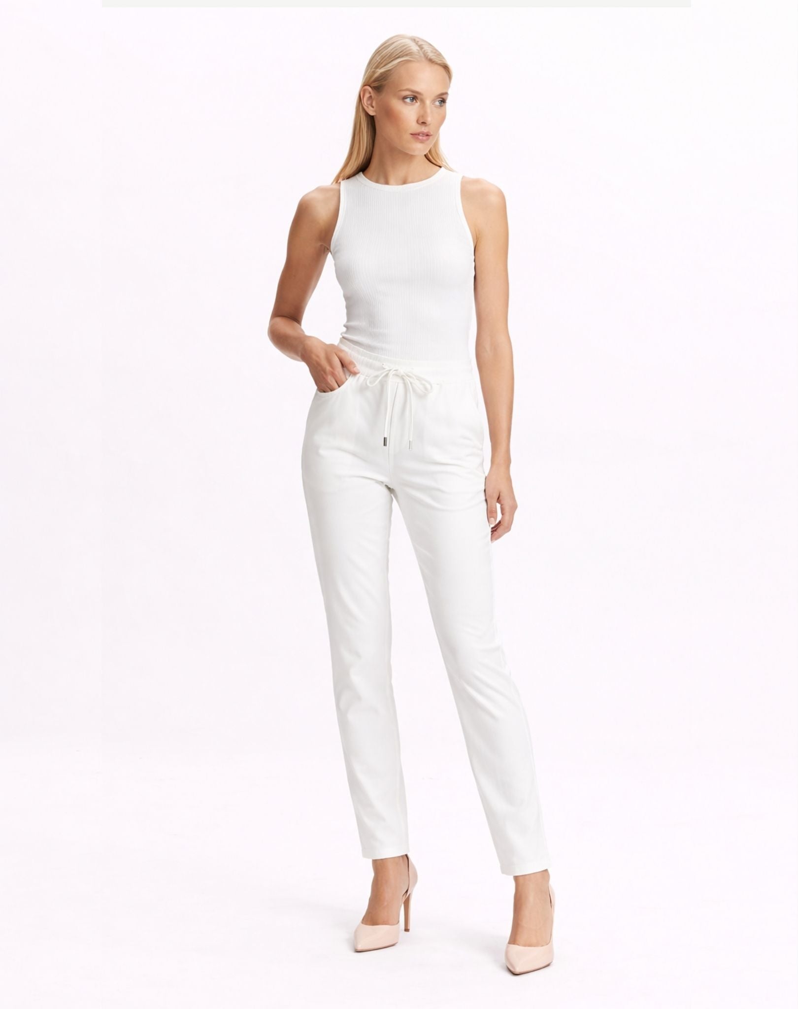 Harper White Elasticated Denim Jeans Corfu Jeans