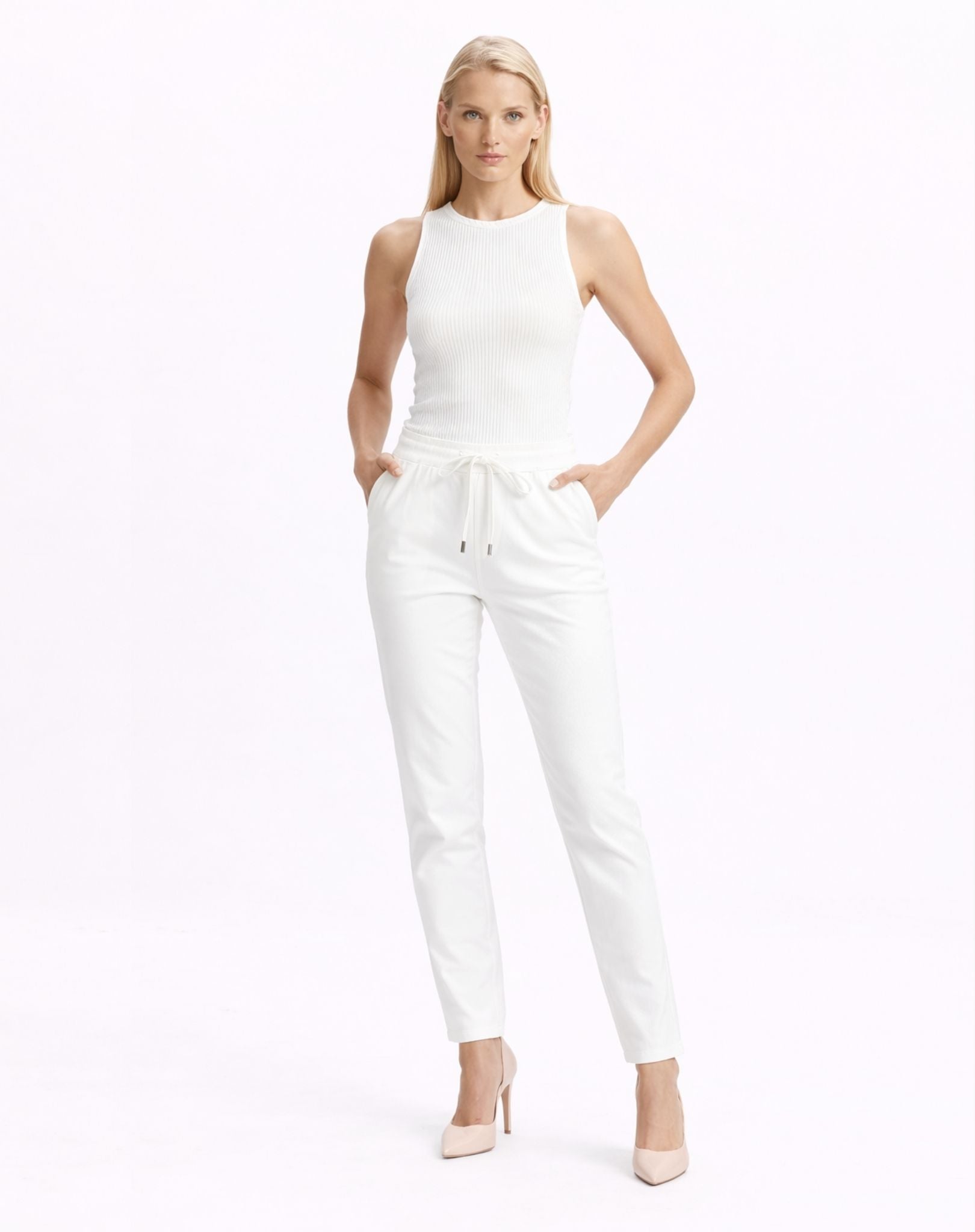 Harper White Elasticated Denim Jeans Corfu Jeans