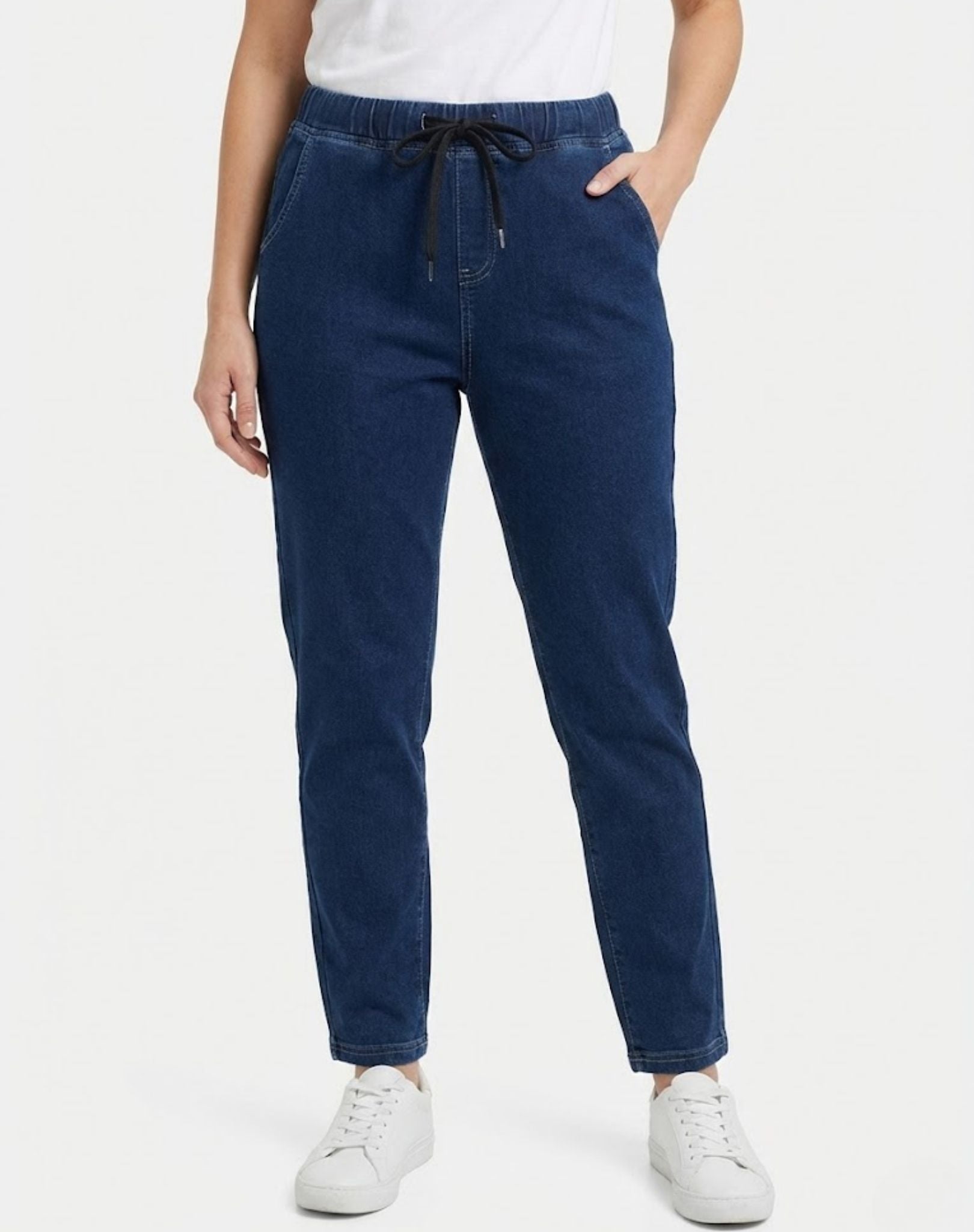 Indigo Night Elasticated Drawstring Stretch Denim Jeans Corfu Jeans