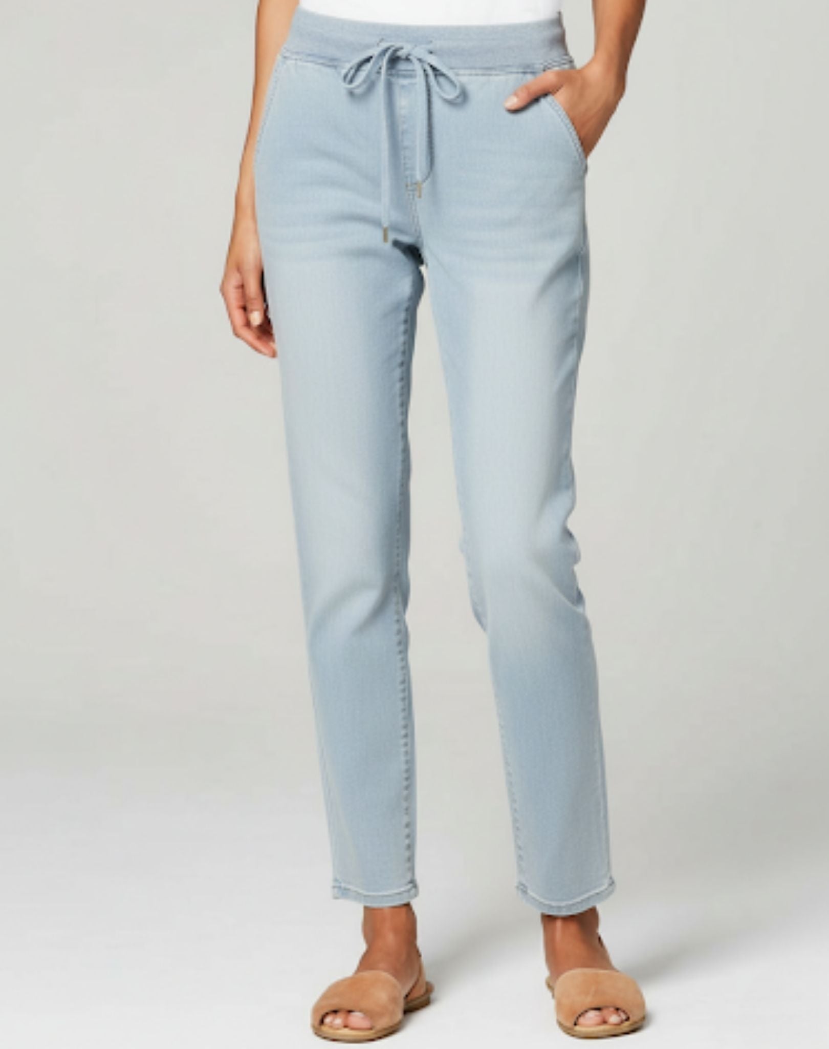 Mist Wash Elasticated Drawstring Stretch Denim Jeans Corfu Jeans