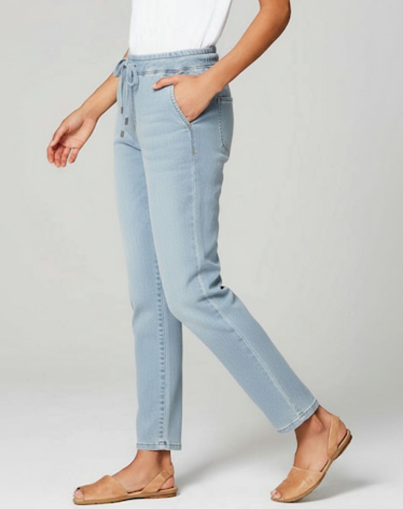 Mist Wash Elasticated Drawstring Stretch Denim Jeans Corfu Jeans