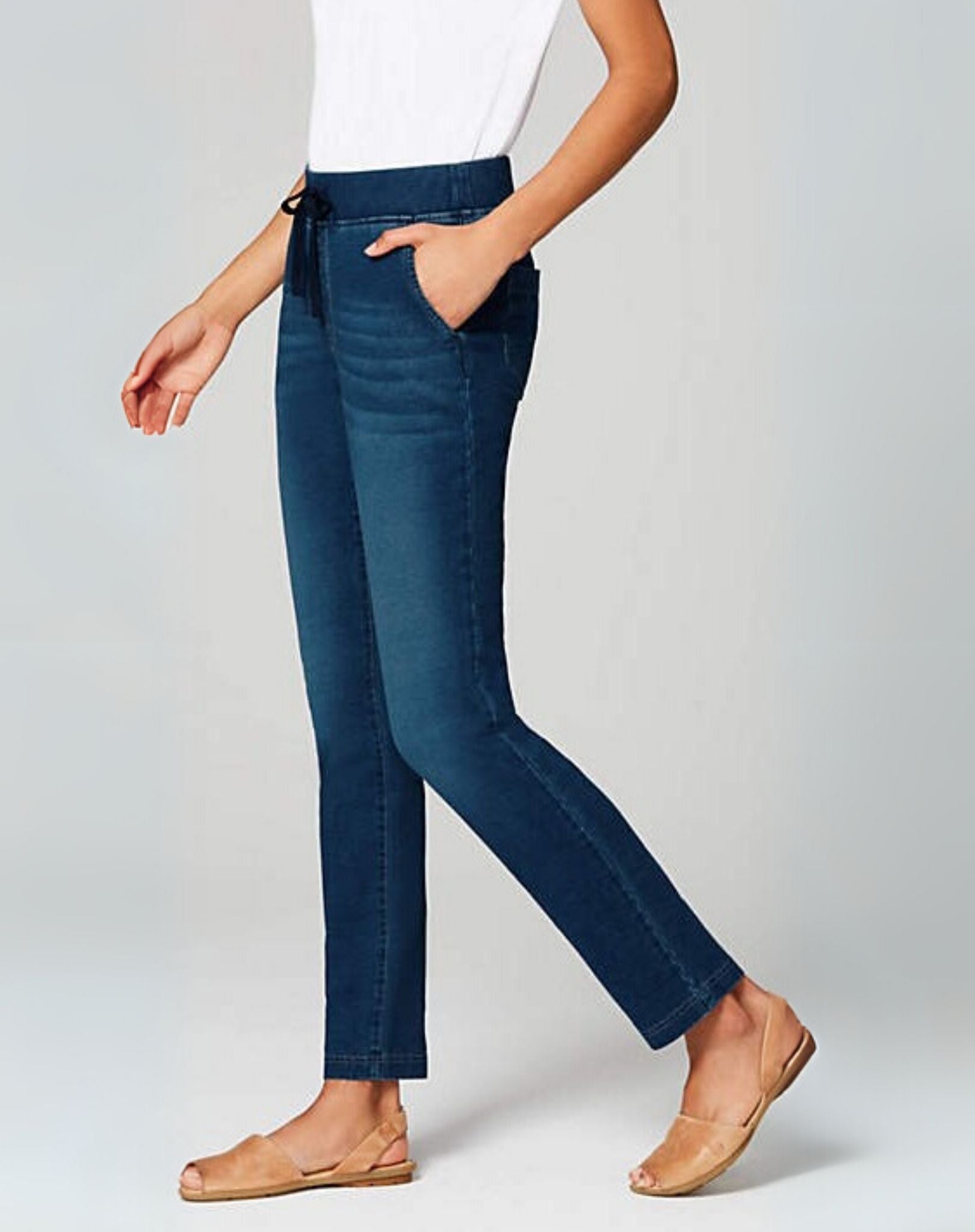 Indigo Night Elasticated Drawstring Stretch Denim Jeans (Copy) Corfu Jeans