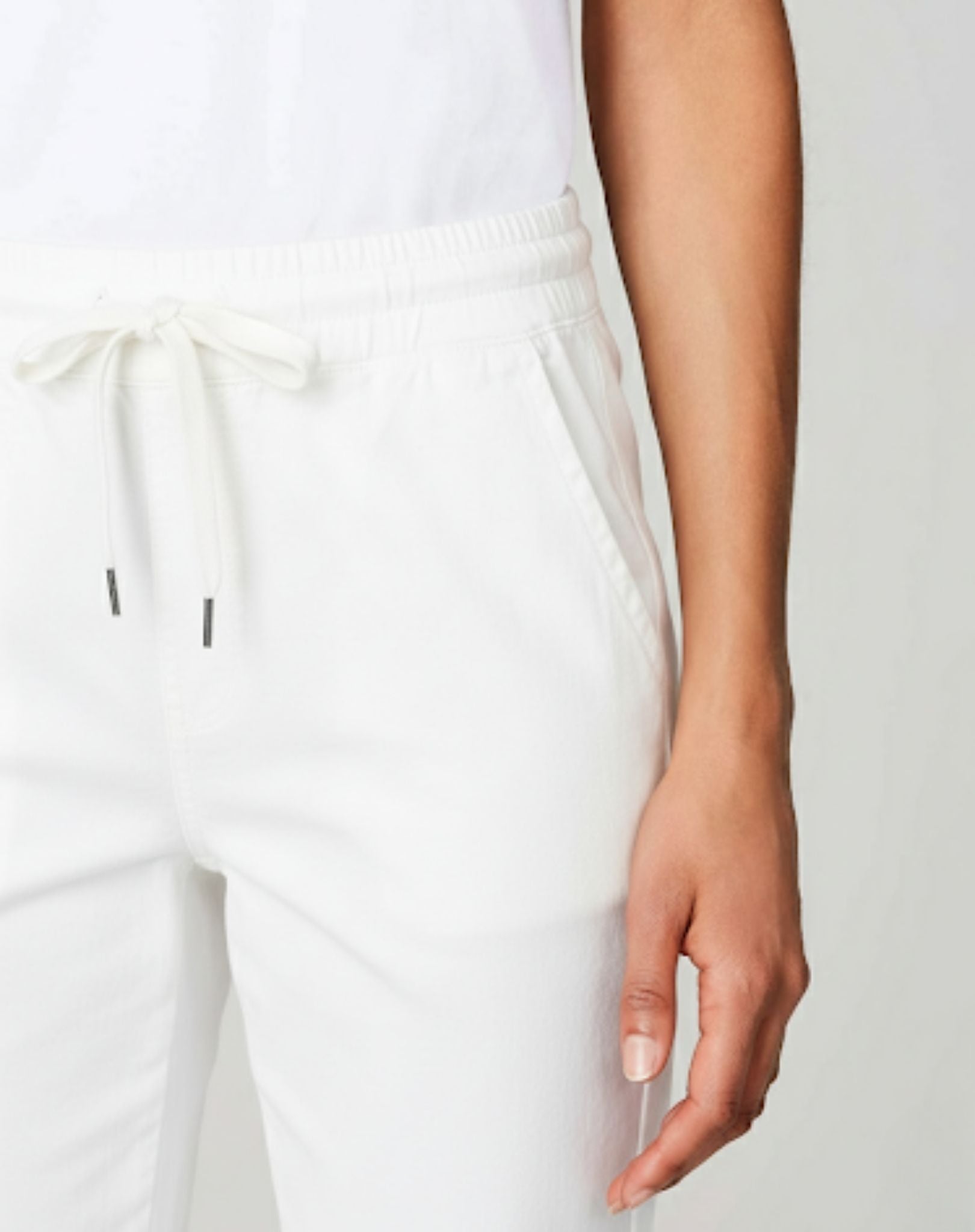 White Elasticated Drawstring Stretch Denim Jeans Corfu Jeans