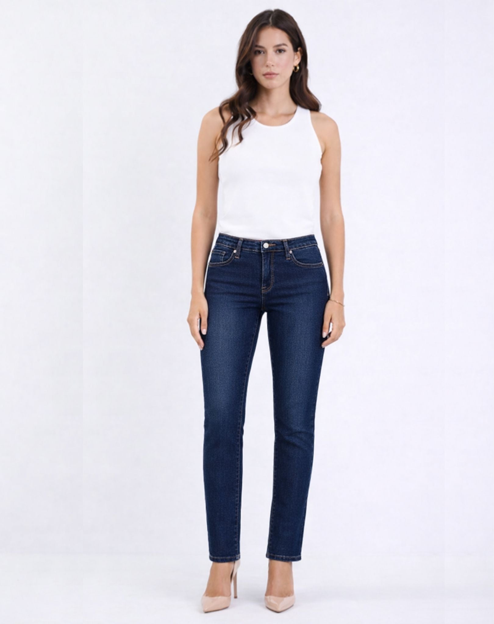 W04B2331 Sheri Slim Fit Stretch Tapered Jeans Corfu Jeans