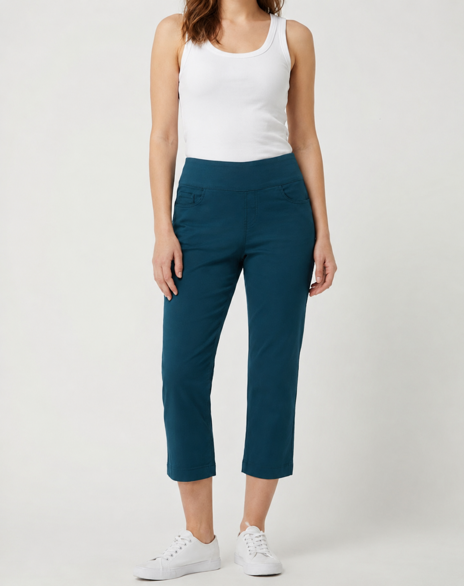 Deep Teal Essential Stretch Capri Pant Corfu Jeans