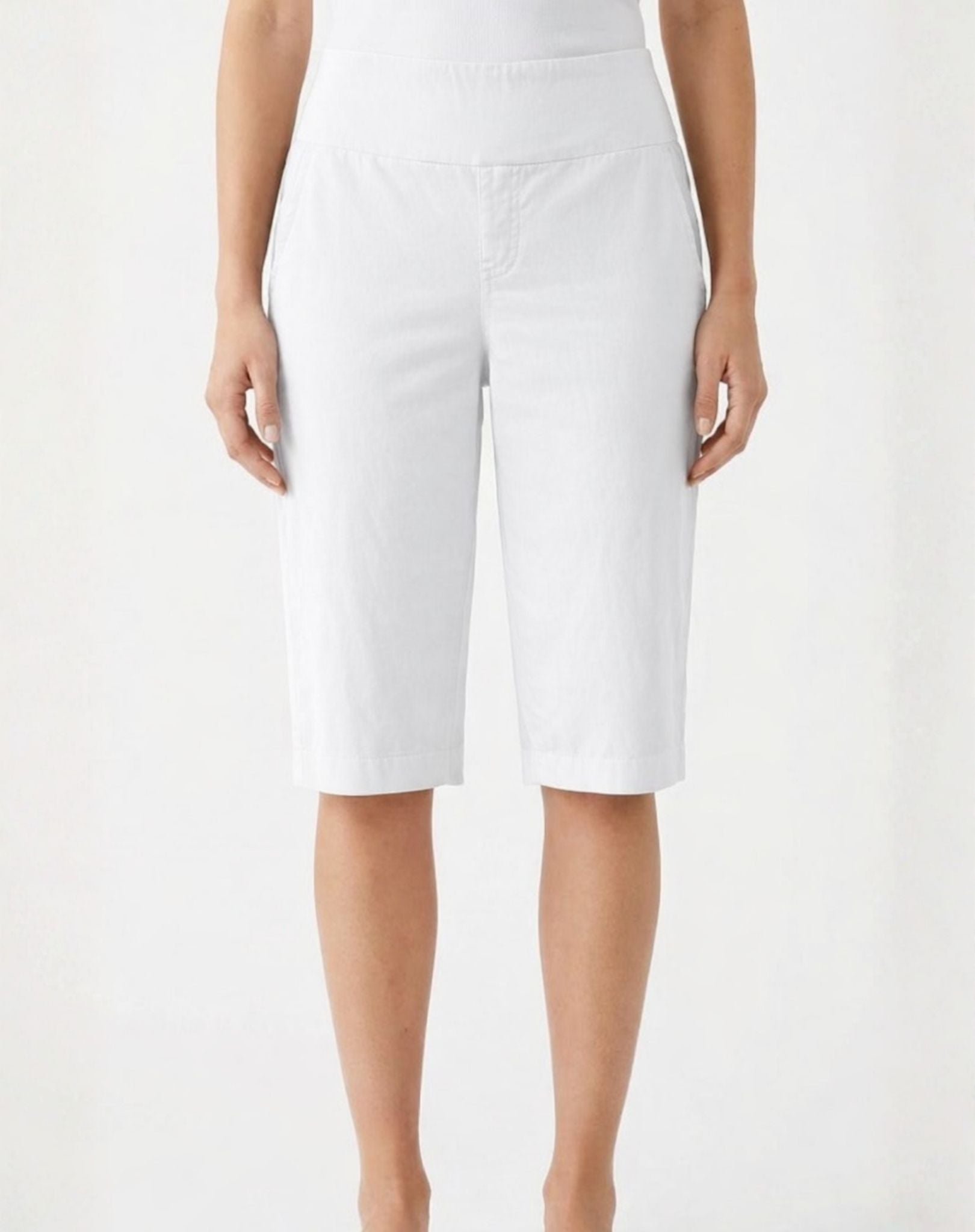 White Essential Stretch Knee-Length Shorts Corfu Jeans