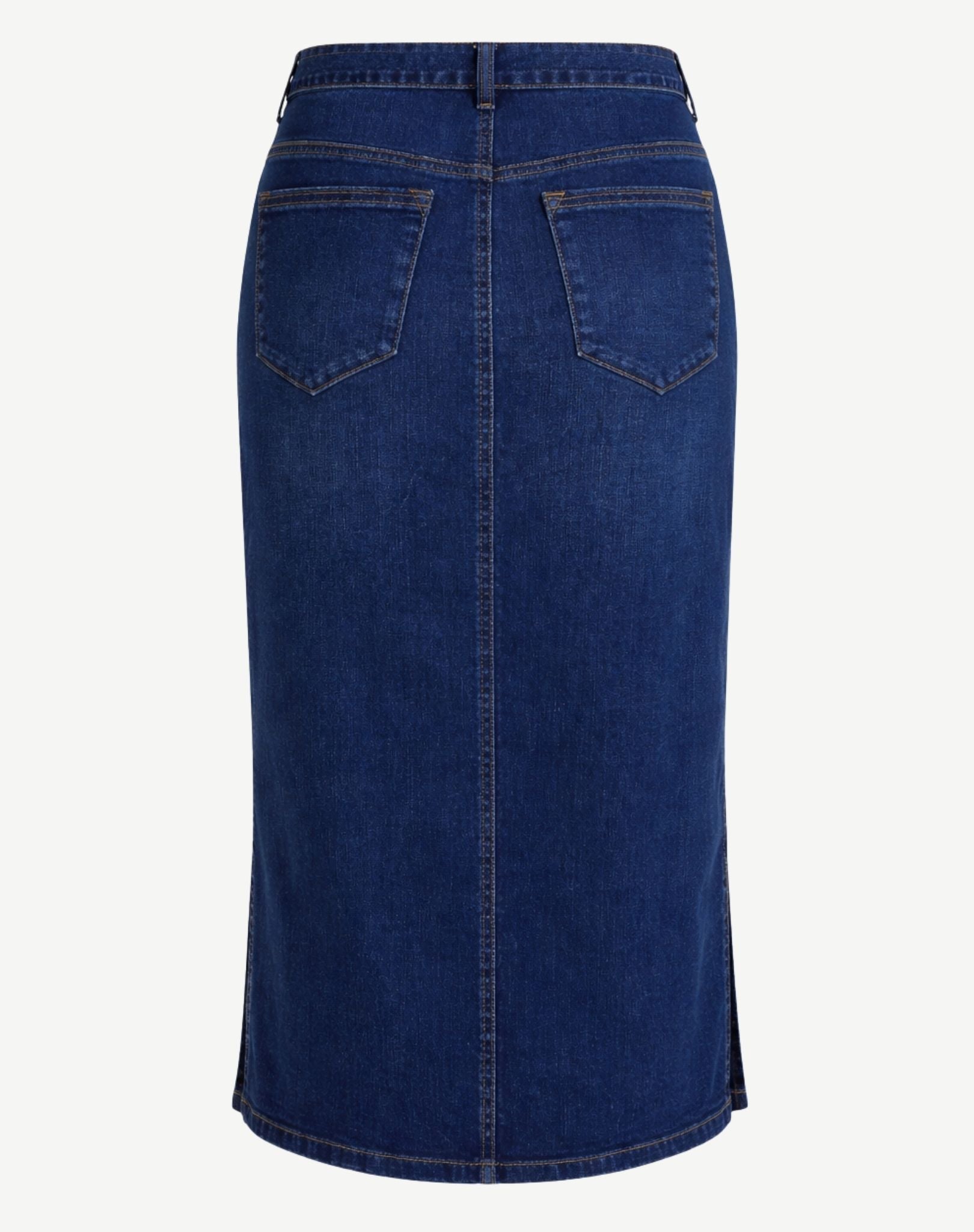 Ami French Blue Midi Denim Skirt with Pockets Corfu Jeans