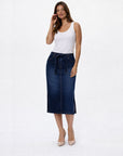 Ami French Blue Midi Denim Skirt with Pockets Corfu Jeans
