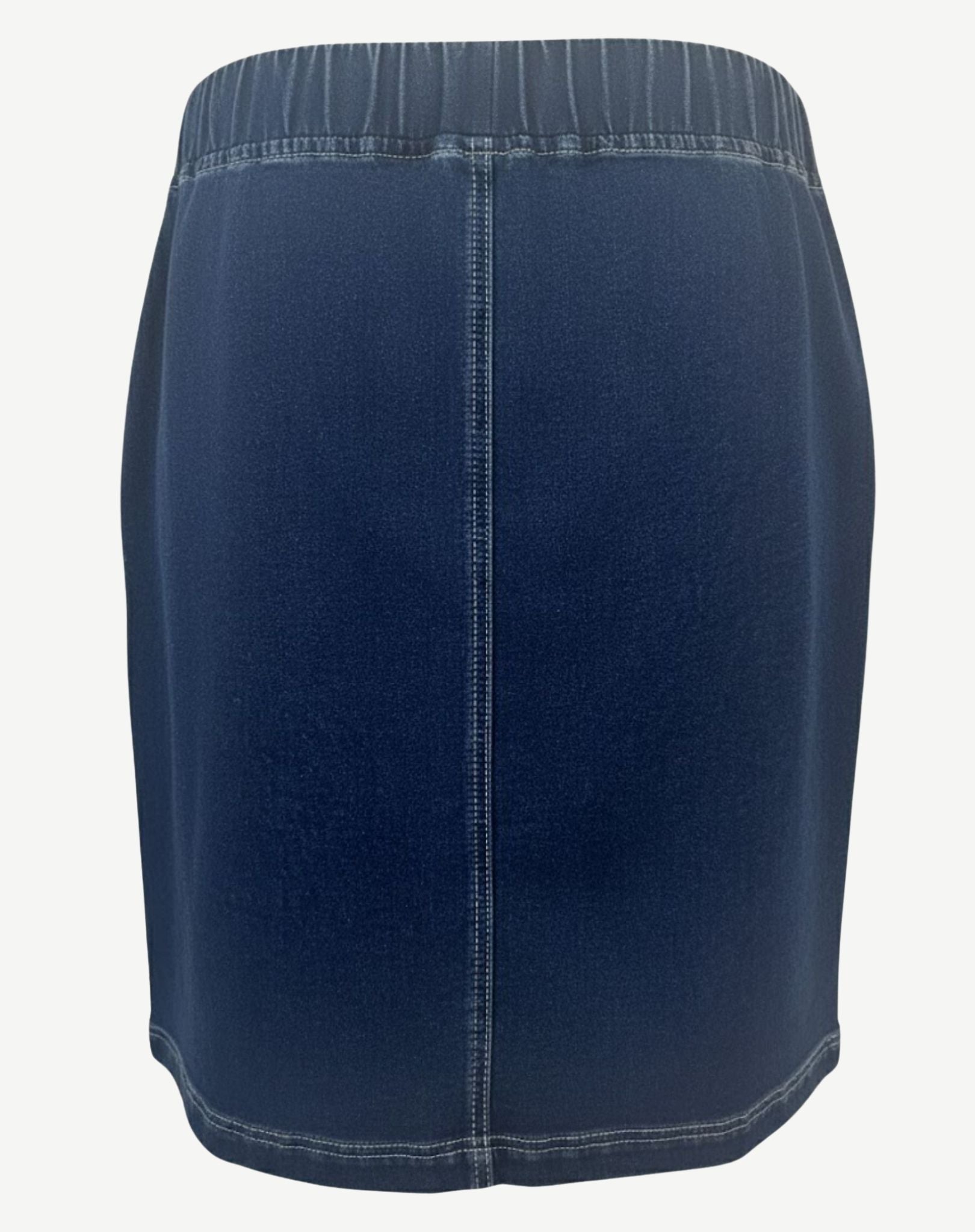 W04B5201 Indigo Night Stretch Knee Length Denim Skirt with Pockets Corfu Jeans