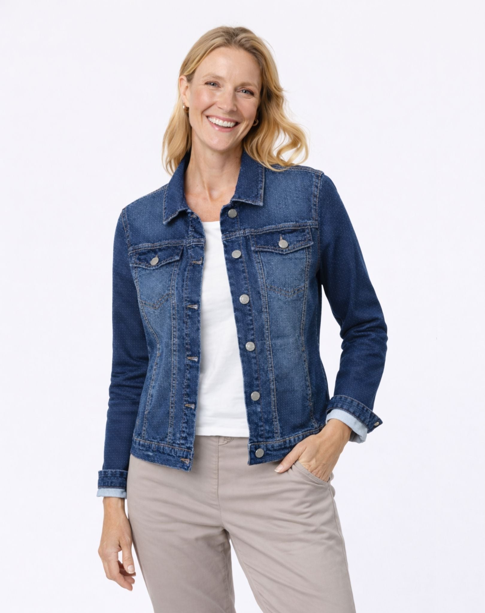 W04B7639 Indigo Denim Jacket Corfu Easy Living