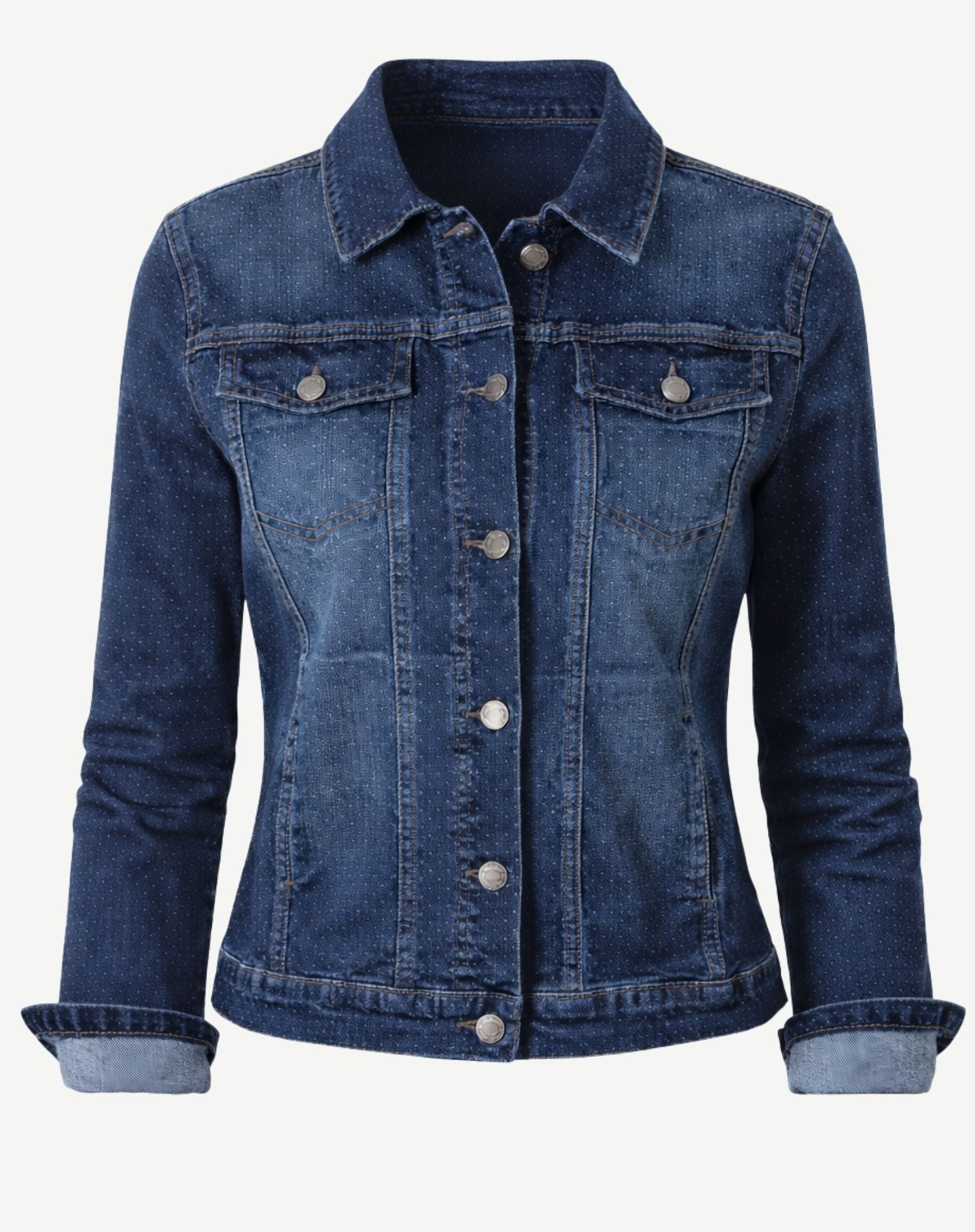 W04B7639 Indigo Spot Womens Denim Jacket Corfu Jeans