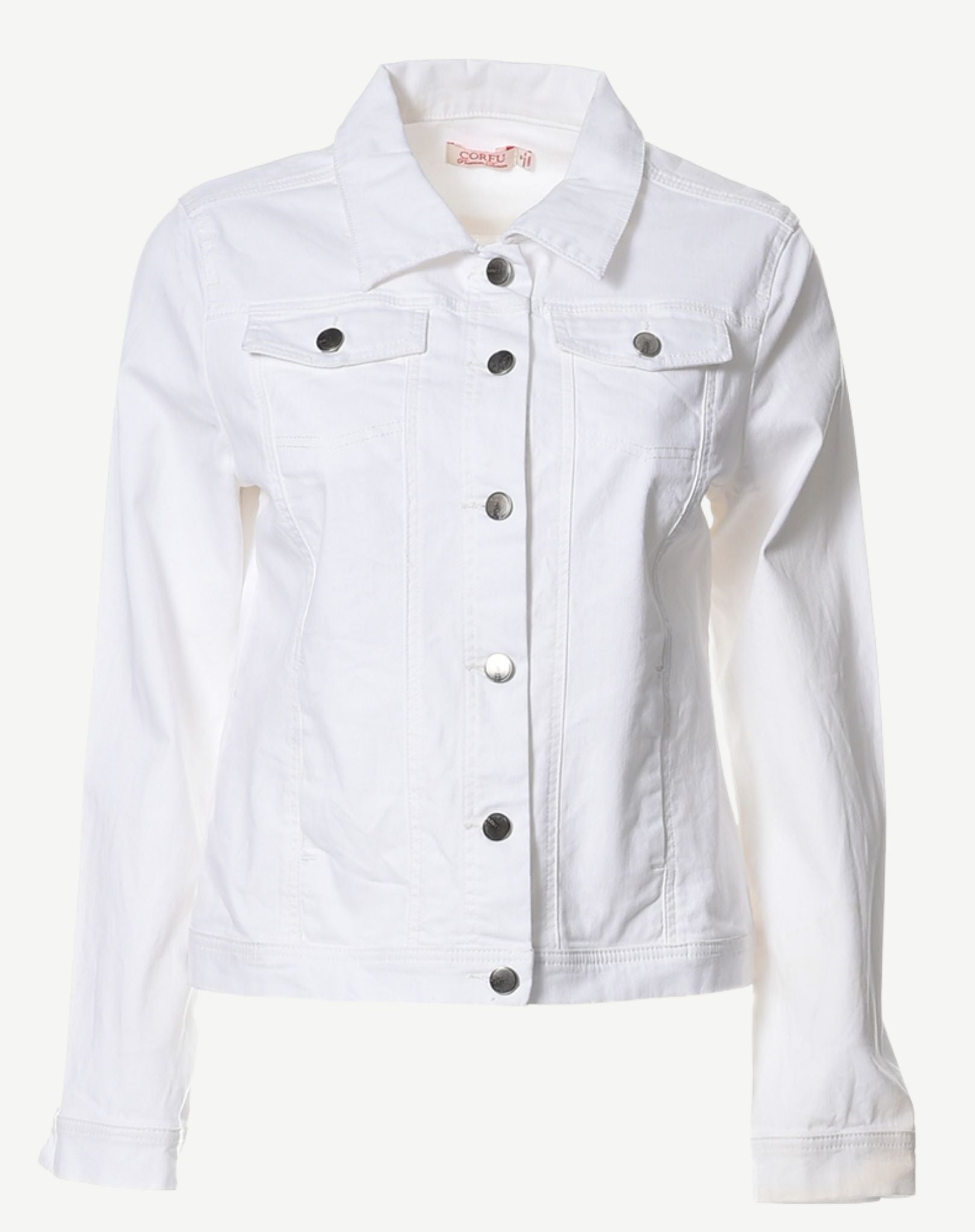 W04B7639 White Stretch Denim Jacket Corfu Easy Living