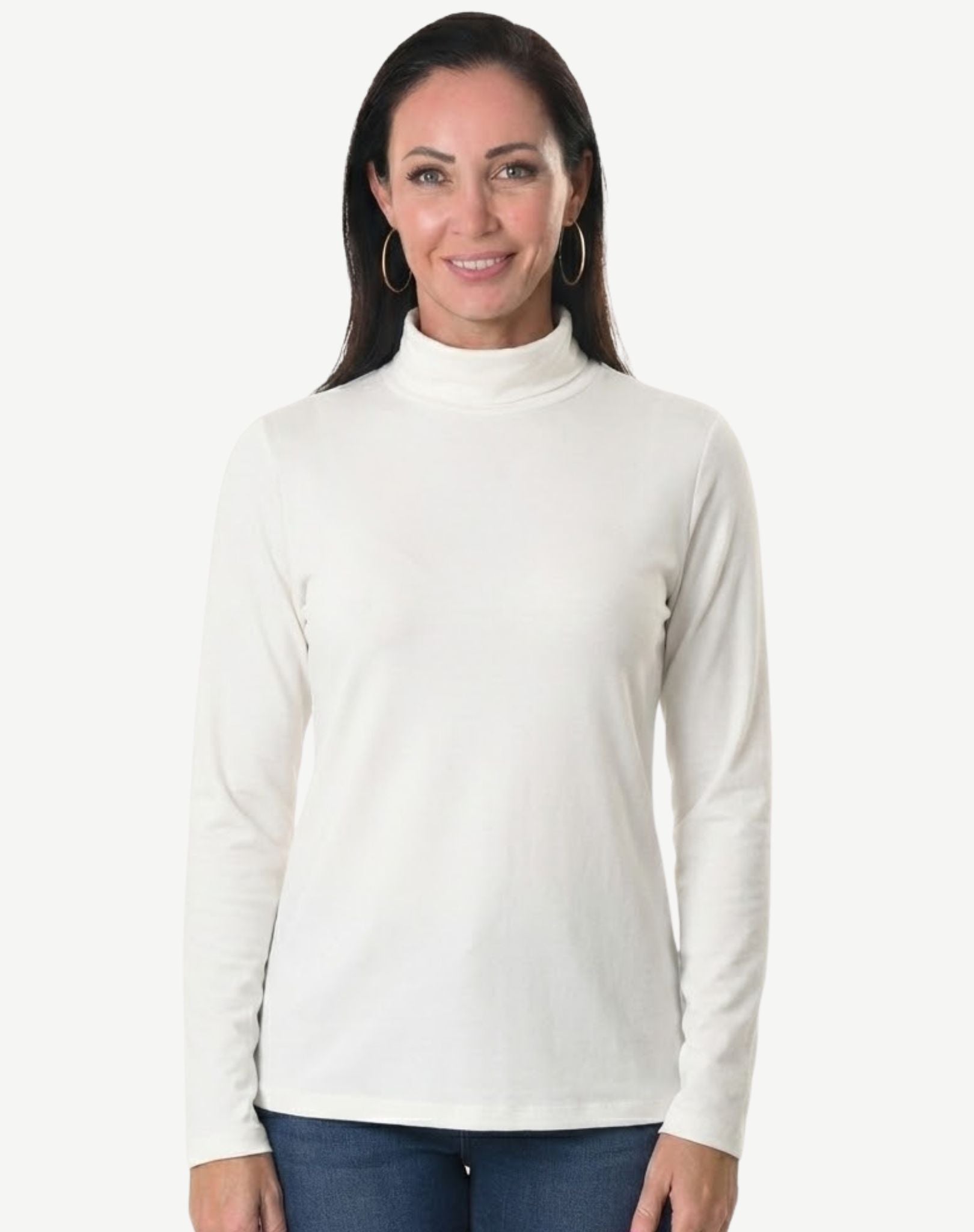 Winter White Long Sleeve Turtleneck Top Corfu Jeans
