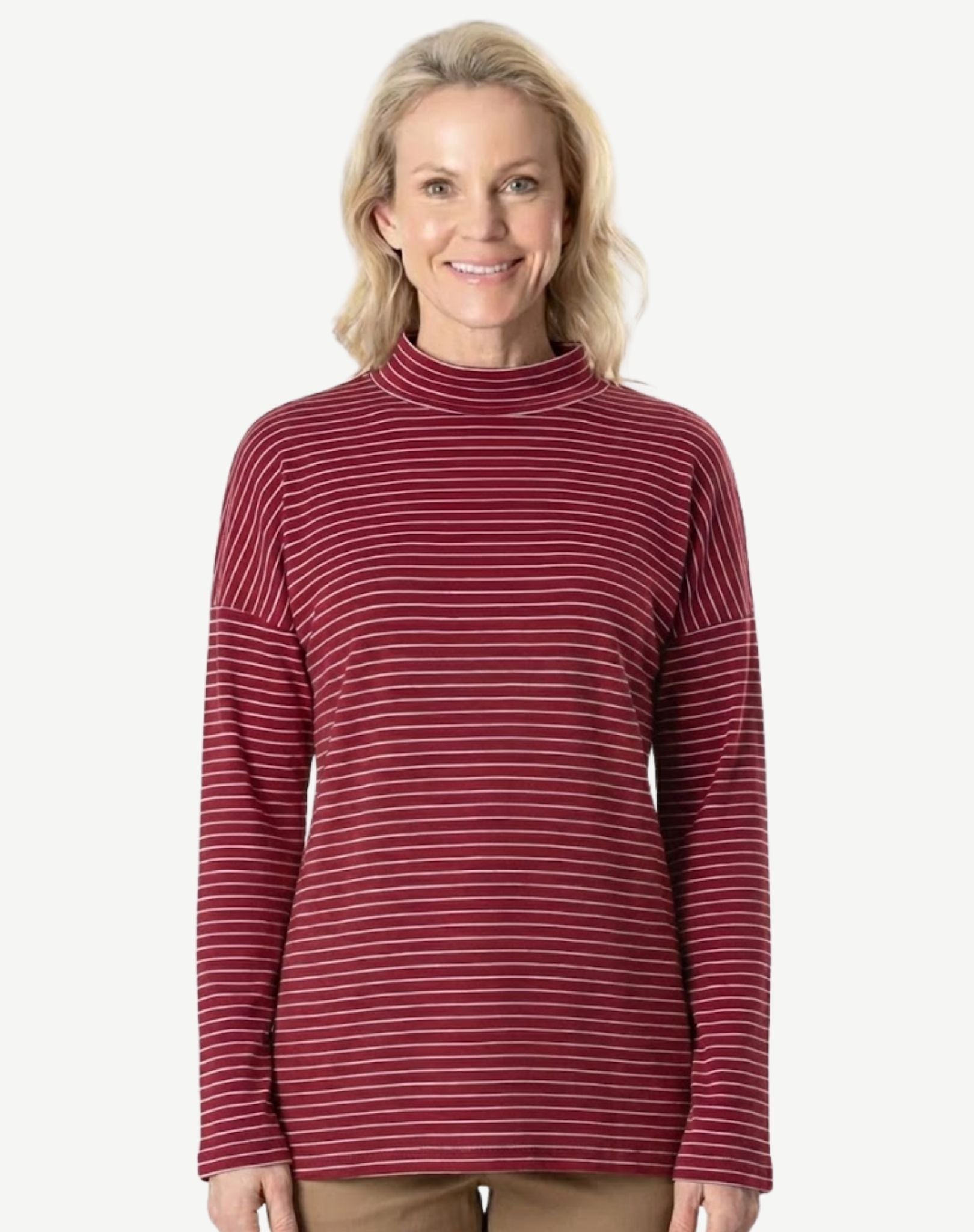 Red Striped Long Sleeve Turtleneck Top Corfu Jeans