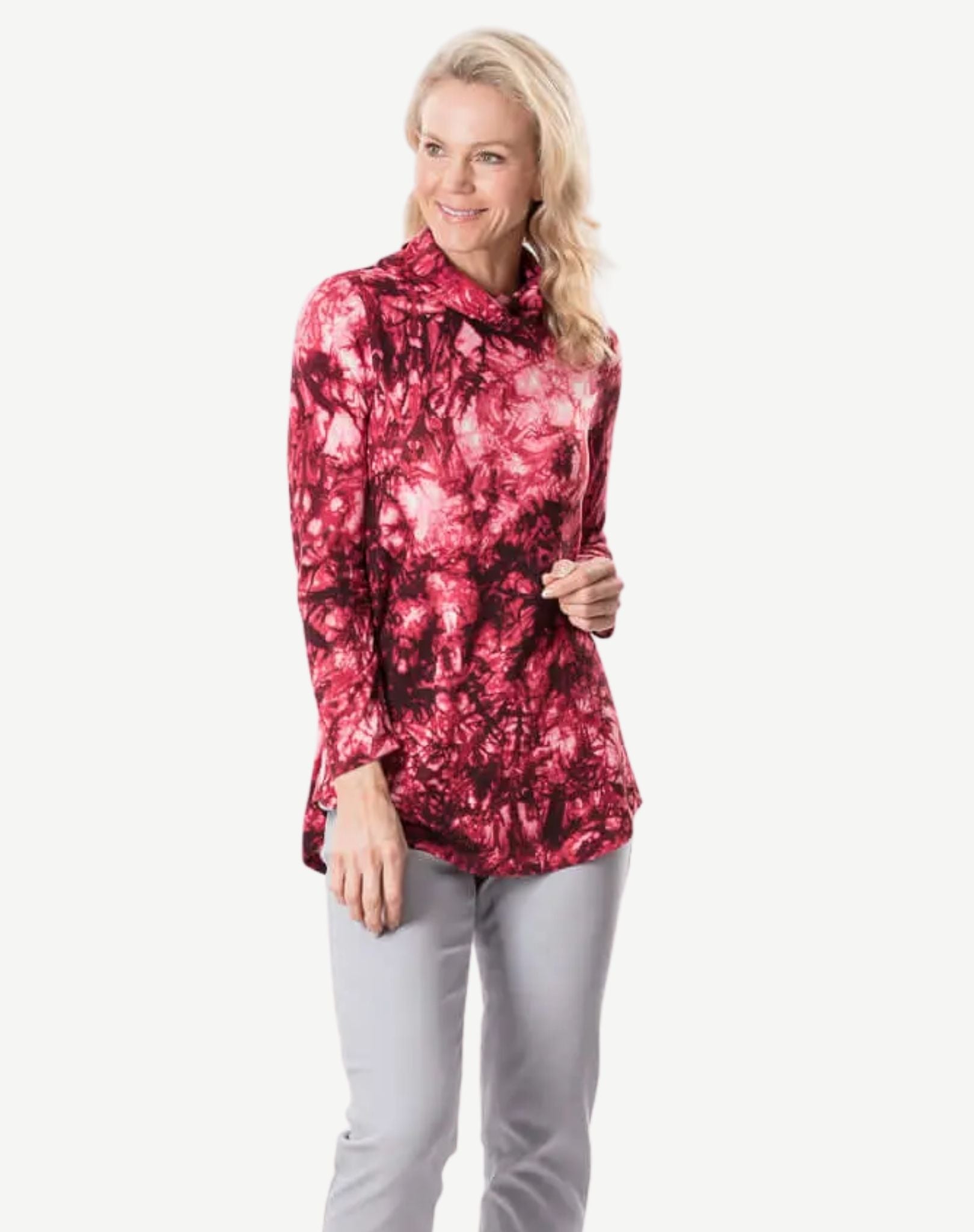 Raspberry High Neck Long Sleeve Top – Corfu Jeans