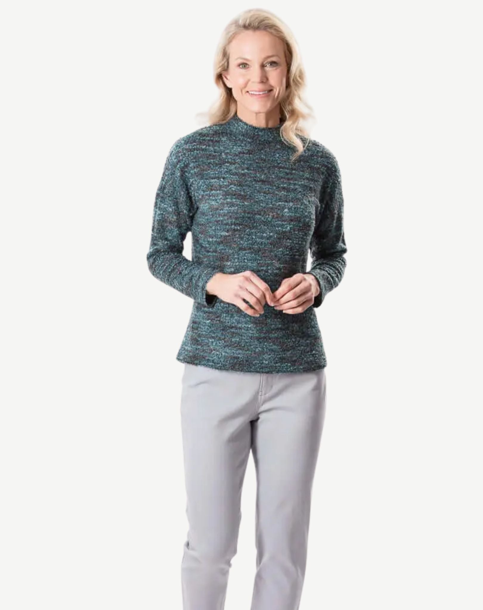 Teal Knit Long Sleeve Top Corfu Easy Living
