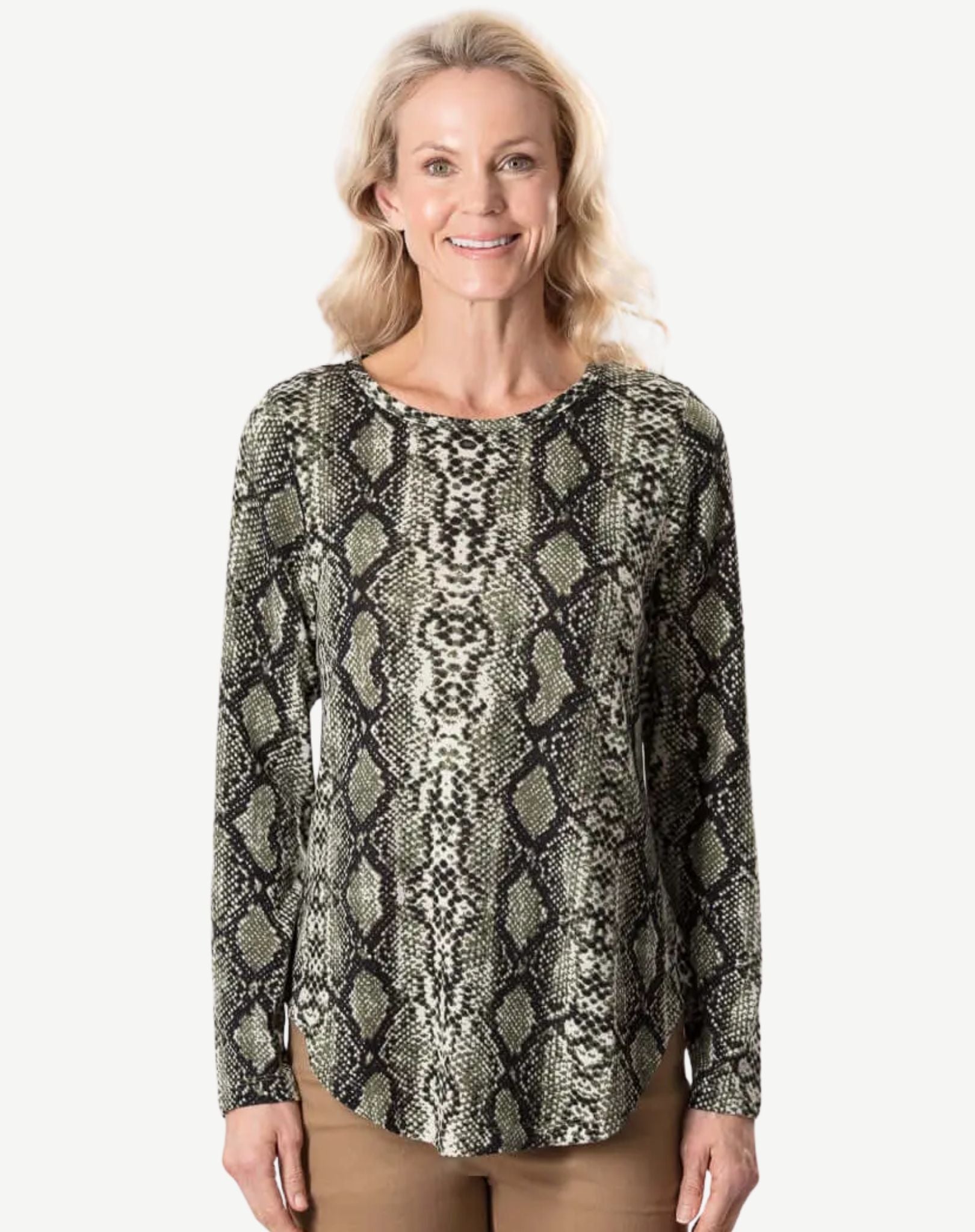 Pine Brushed Stretch Knit Long Sleeve Top Corfu Jeans