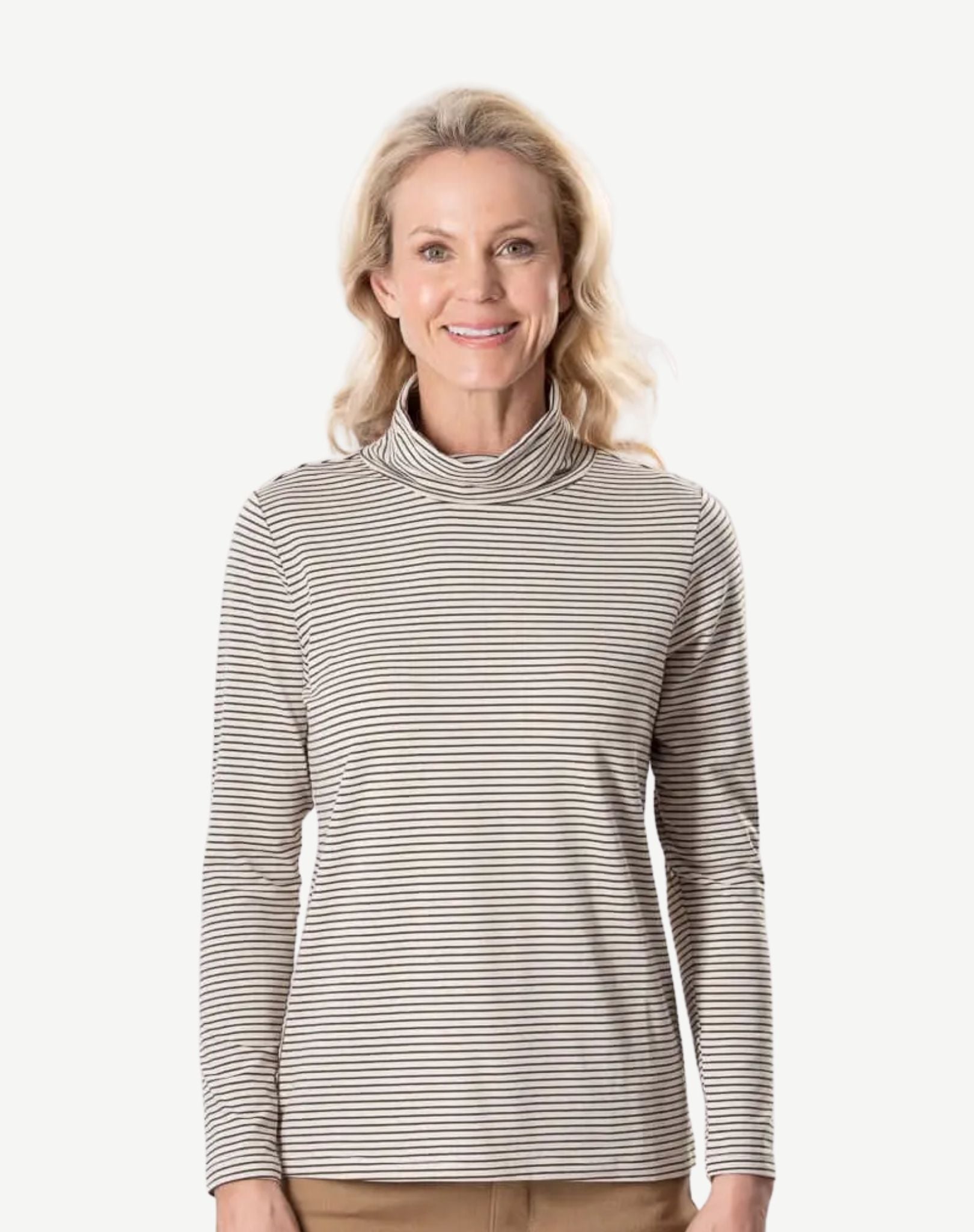 W2048237 Juniper Cotton Dyed Stripe Long Sleeve Turtleneck Corfu Jeans