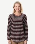 Burgundy Stripe Poodle Knit Long Sleeve Top Corfu Jeans