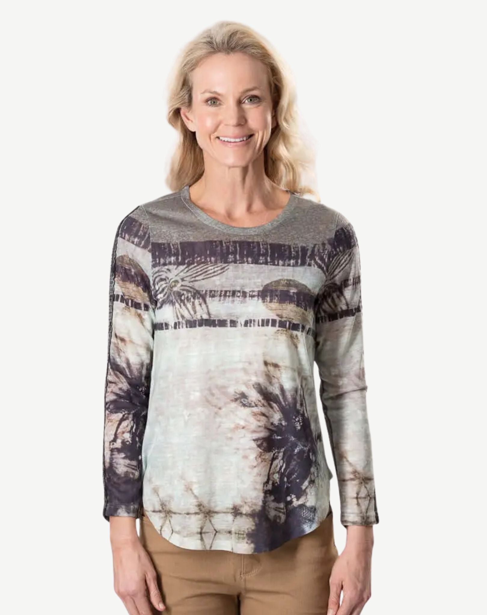 Olive Lace Bamboo Knit Long Sleeve Top Corfu Jeans